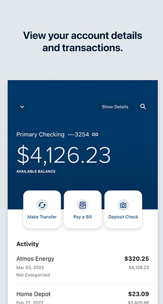 View your account details & transactions.